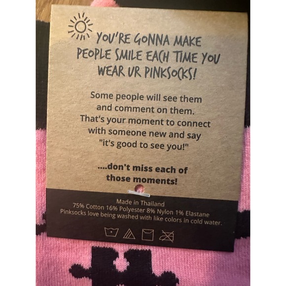 #Pinksocks Knee High Mustache Puzzle Socks - Picture 3 of 3